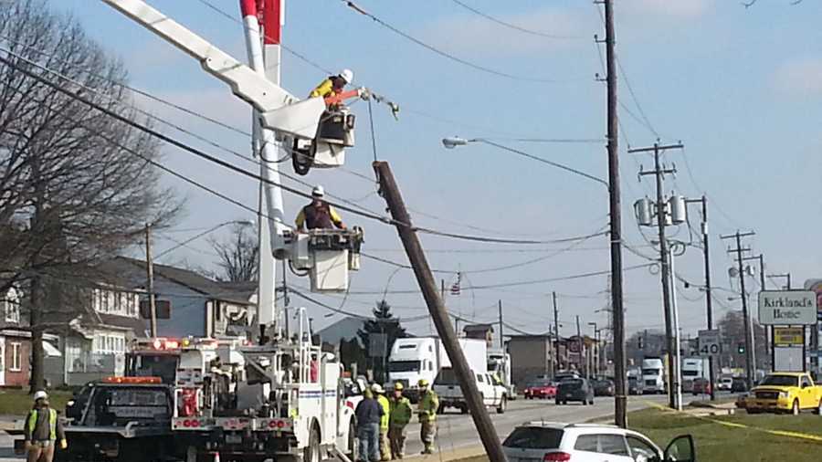 Car hits utility pole along Route 30