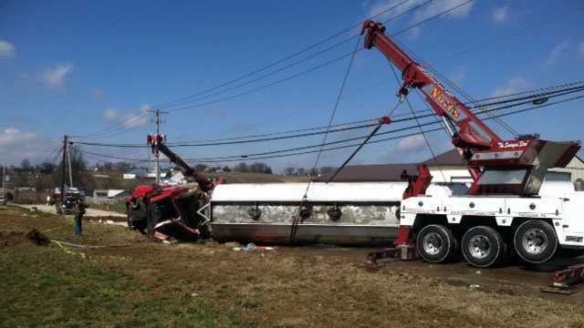 State police: Tanker truck rolls over, spills diesel fuel