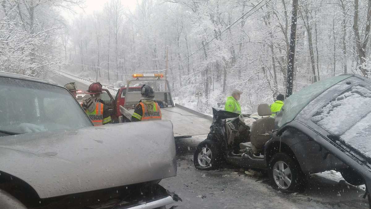 Slick roads cause crashes