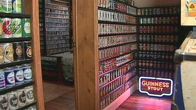 The collection is organized by geography and can type. One room is dedicated to Germany. Every can is different.