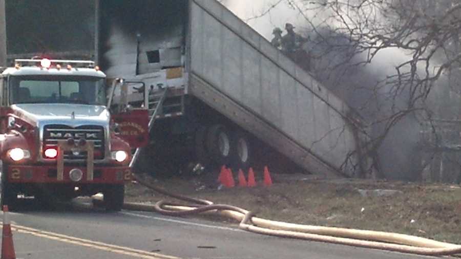 The truck caught fire and the house was destroyed. The accident happened in Reed Township off Route 147 around 1 p.m.