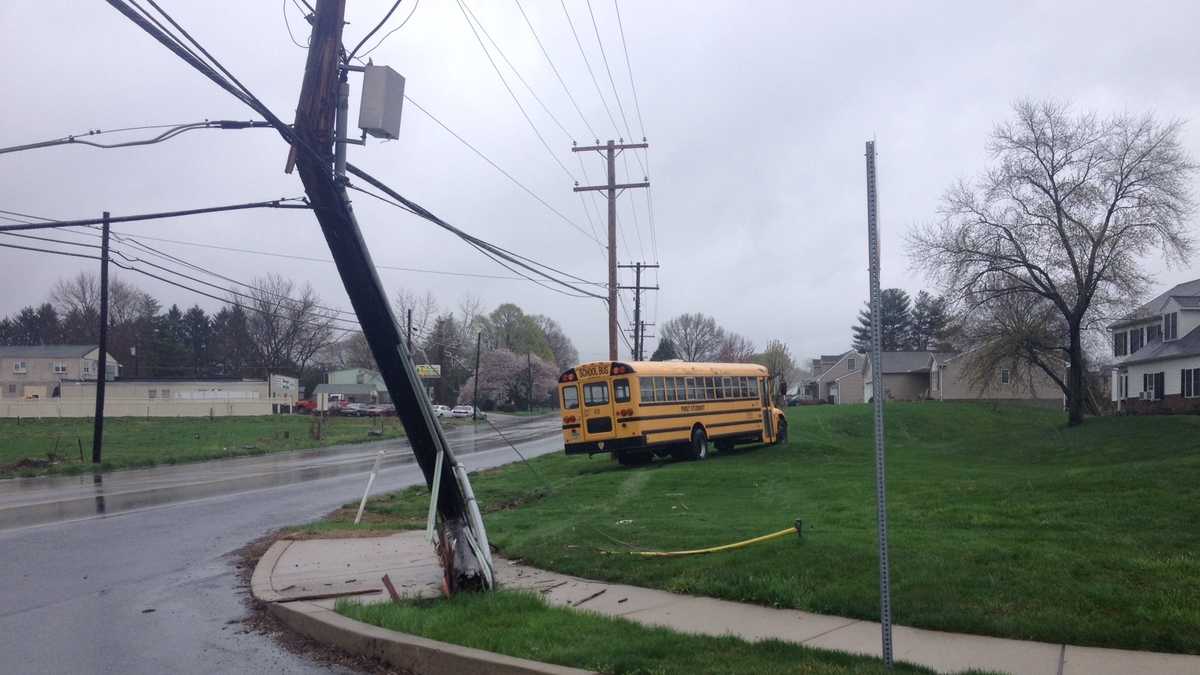School bus crashes into power pole
