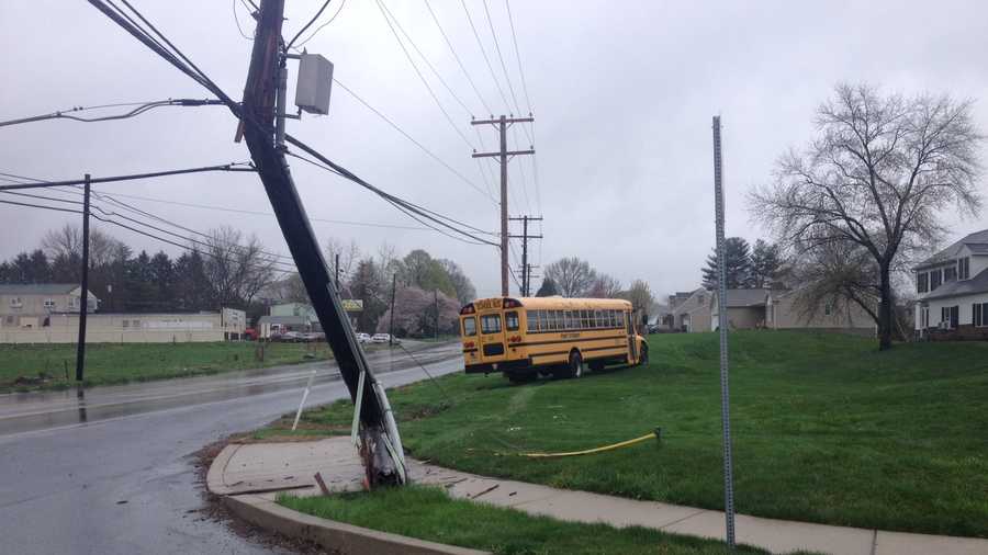 School bus crashes into power pole