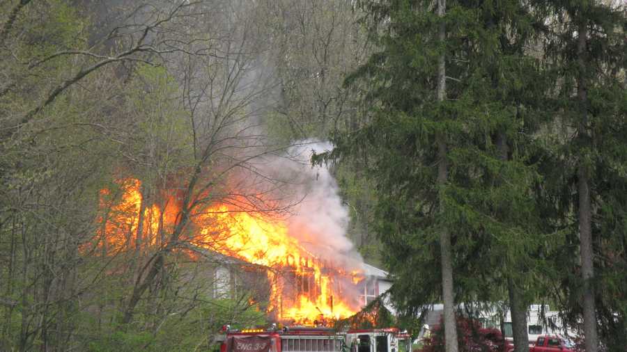 Fire destroyed a home in Brecknock Township, Lancaster County on Wednesday afternoon.
