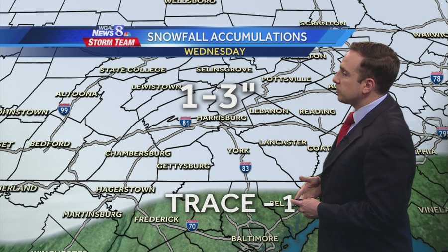 Light snow showers with accumulating snowfall for Wednesday