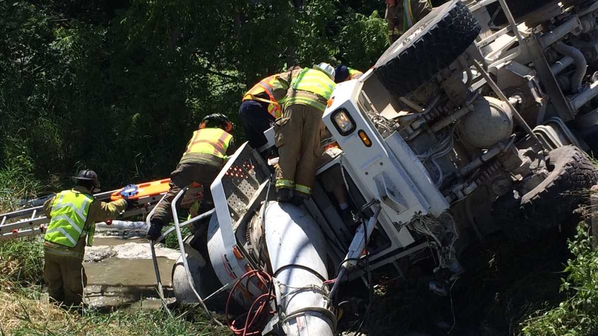 Photos: Concrete truck crashes