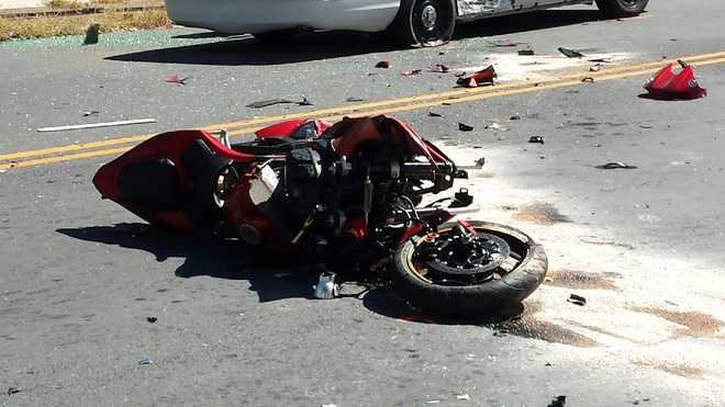 Motorcyclist in hospital after chase ends in crash