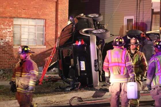 Accident in Lancaster ends with cars on their sides