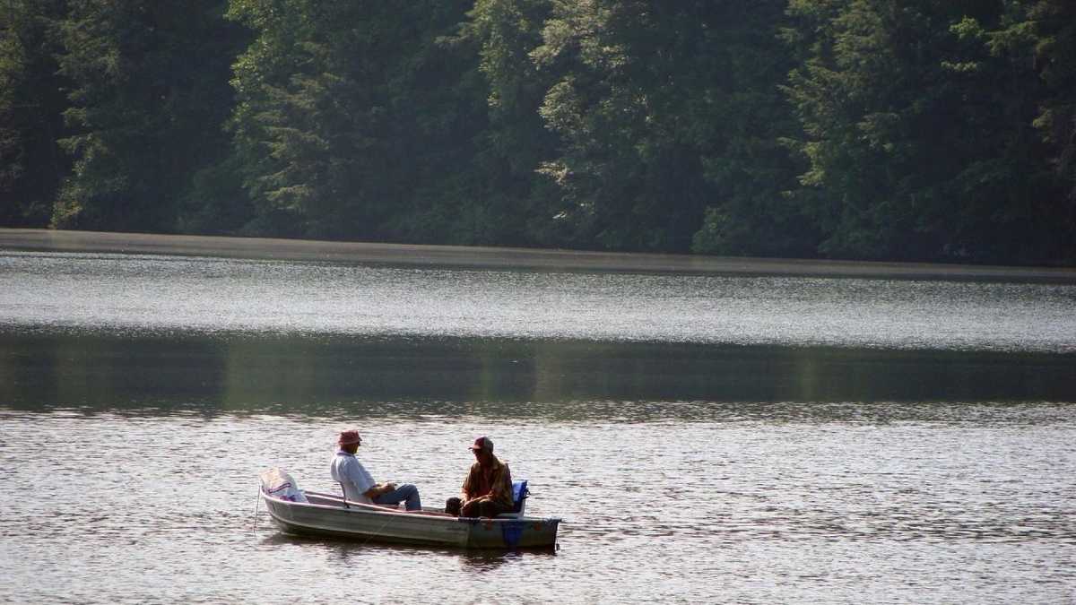 Boat, fish at Holman Lake