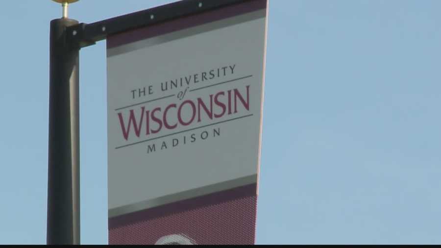 A photo of a UW-Madison banner