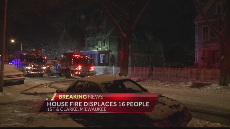 A house fire Monday near 1st and Clarke streets left 16 people displaced.