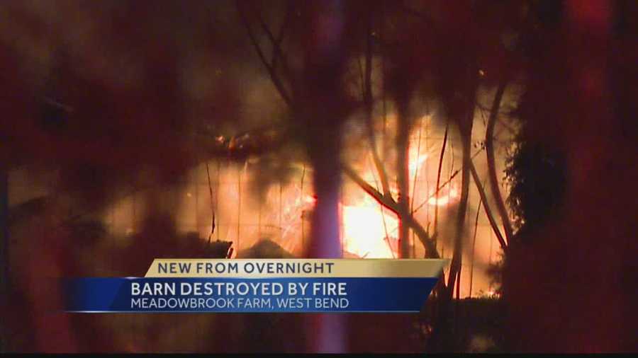 A barn fire at Meadow Brook Orchard killed more than 90 animals and destroyed the farm's Halloween decorations and props.