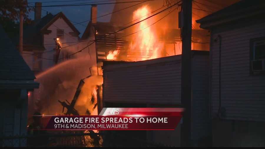 A garage was destroyed and neighboring home damaged in an early-morning fire on Milwaukee's south side.