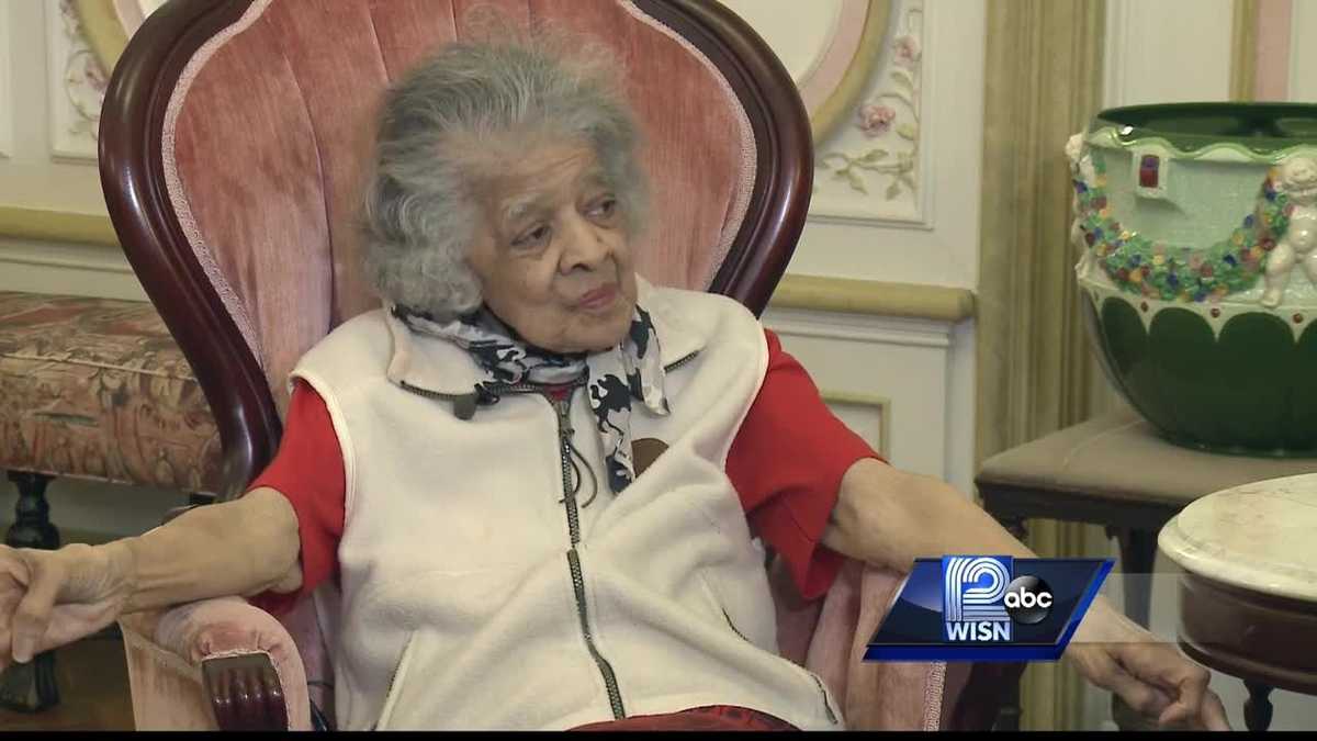 Vel Phillips watches with pride as Hillary Clinton accepts nomination