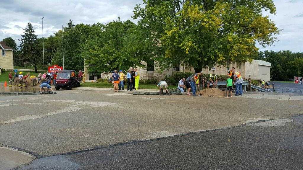 Localized flooding in Mayville after heavy rains
