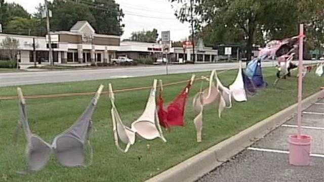 Bras flap in breeze to raise breast cancer awareness