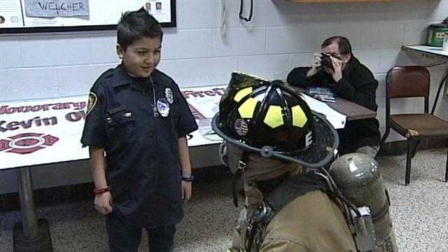 Fire department honors boy fighting brain cancer
