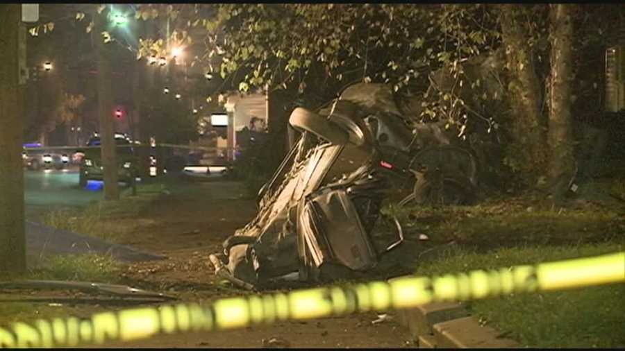 One person was killed when a vehicle struck a tree.