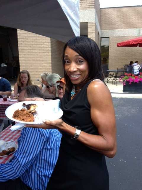 ann connect (5).JPG Showing off some of her favorite foods at the station BBQ picnic
