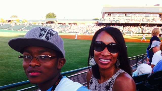Devin and Ann at WLKY Day at Slugger Field.