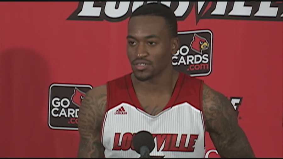 Louisville's Kevin Ware was back on the court Wednesday for the first time since breaking his leg during last season's NCAA Tournament.