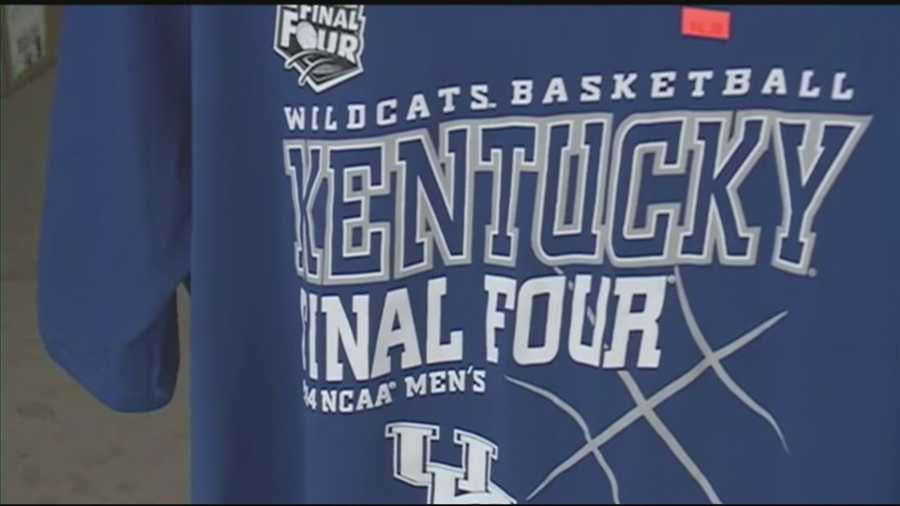 University of Kentucky Wildcats fans a snapping up official fan gear ahead of Monday's National Championship game.