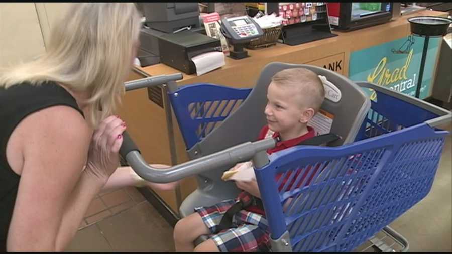 Caroline's Cart -- a sturdier cart with a large, deep seat for a child with disabilities -- is now available at Louisville area Kroger stores.