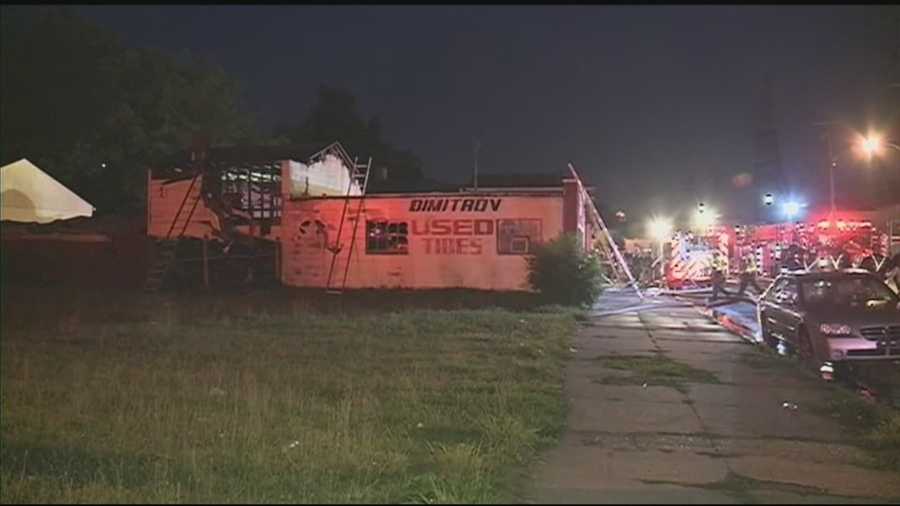Crews battled a fire at a west Louisville tire shop Friday night.