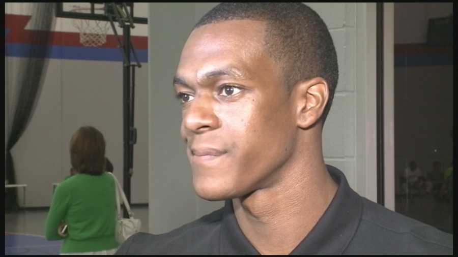 Former University of Kentucky Wildcat and current Boston Celtic Rajon Rondo is in town for his youth basketball Camp Rondo.