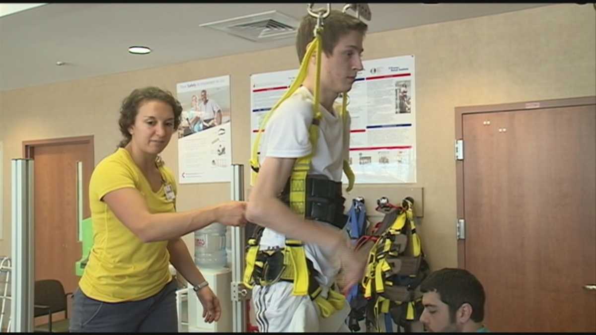 Patients with spinal cord injuries learning to walk again