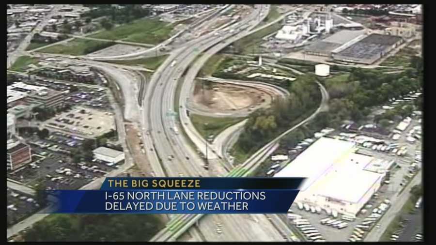 After being delayed because of bad weather, the Big Squeeze is expected to go into effect for the northbound side of I-65 on Wednesday.