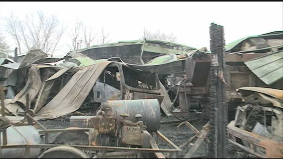 Fire ripped through a maintenance garage early Sunday morning in Lawrenceburg, destroying most of it's maintenance equipment.