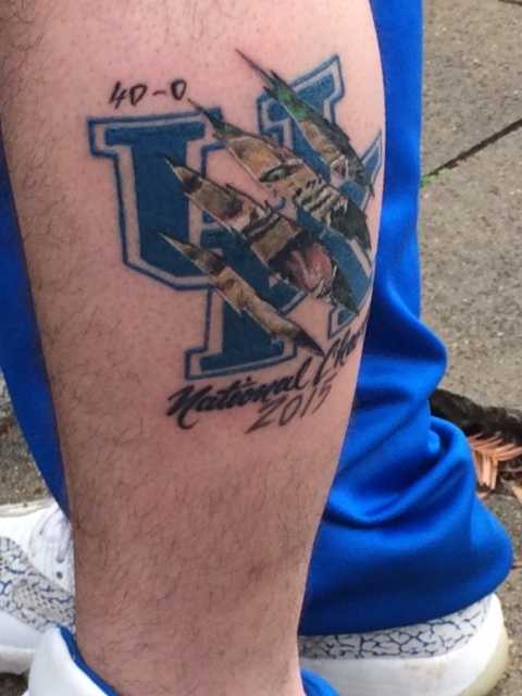 Kentucky Wildcats Calf Tattoo Guy Says Hes Keeping Inaccurate National  Champions Tattoo  Sports Illustrated