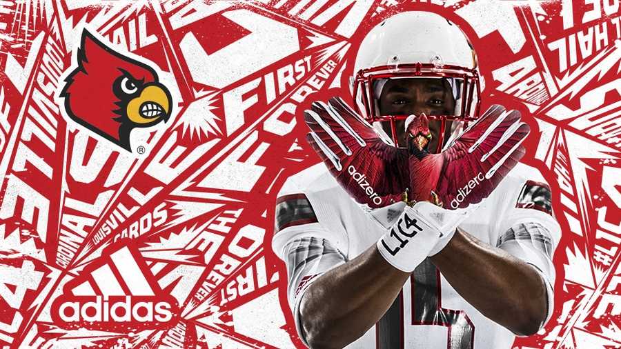 Louisville Cardinals mascot wear helmet Cards football shirt