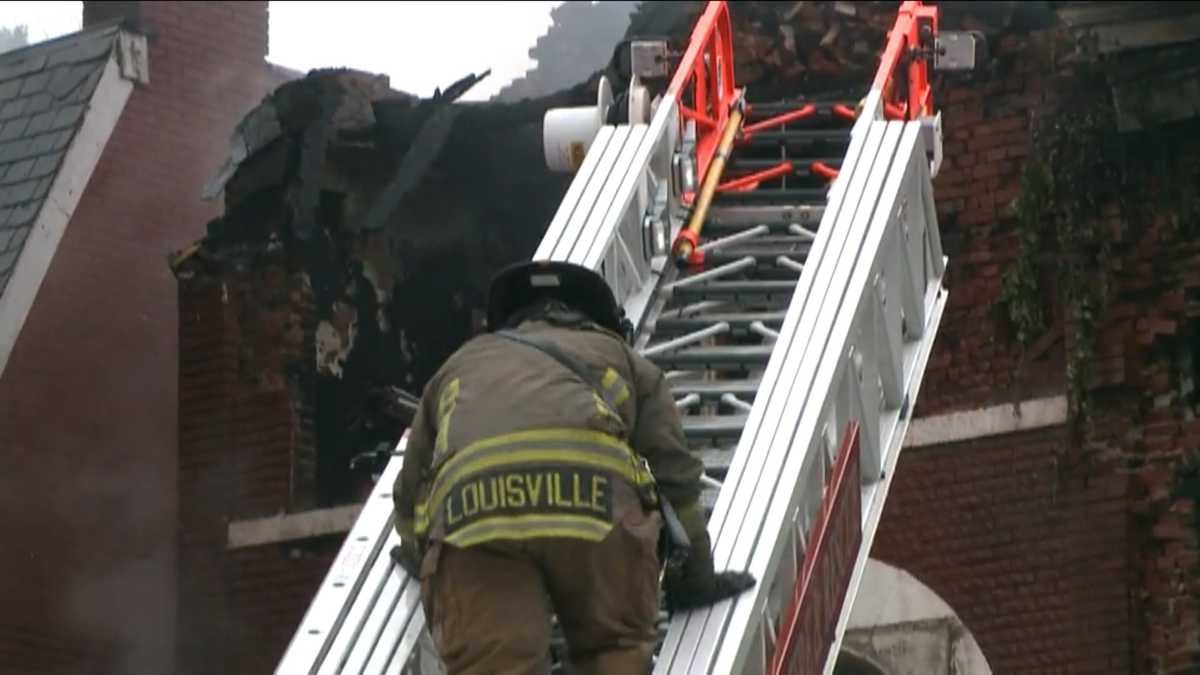 Images Building catches fire on Second Street
