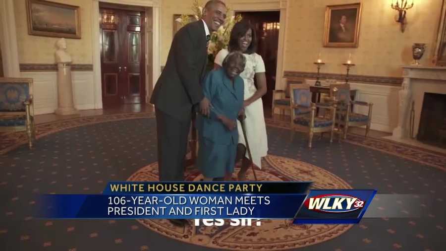 An 106-year-old woman was so happy to meet President Obama and the first lady that she started dancing.