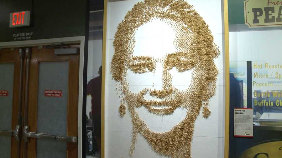 Nutty for JenniferArtist Mateo Blanco used almost 10,000 peanuts to capture J-Law's look the night she won her Oscar in 2013