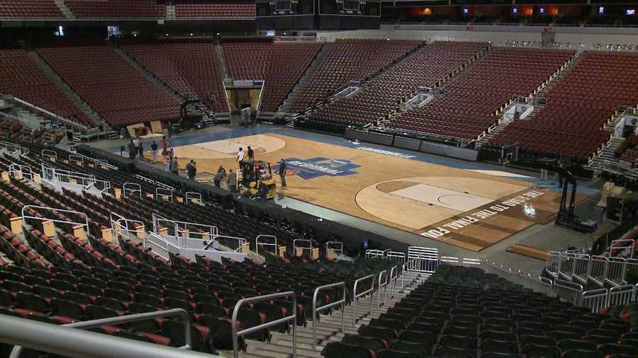 IMAGES NCAA floor installed at KFC Yum! Center