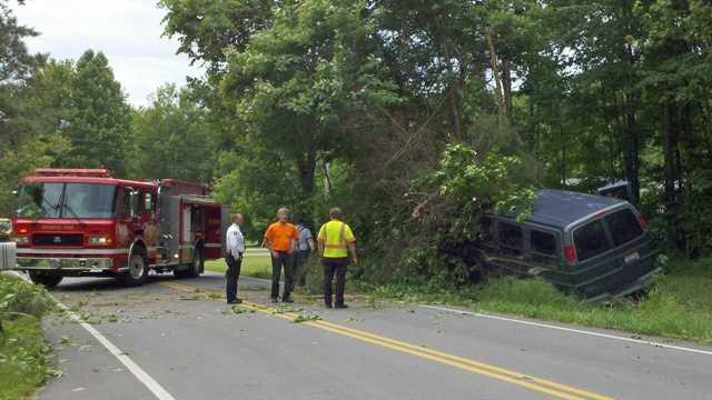 A man was injured when his van hit a tree Tuesday afternoon.