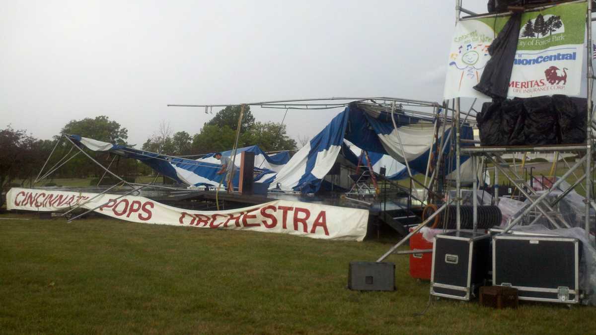 Stage collapses in storm, canceling concert