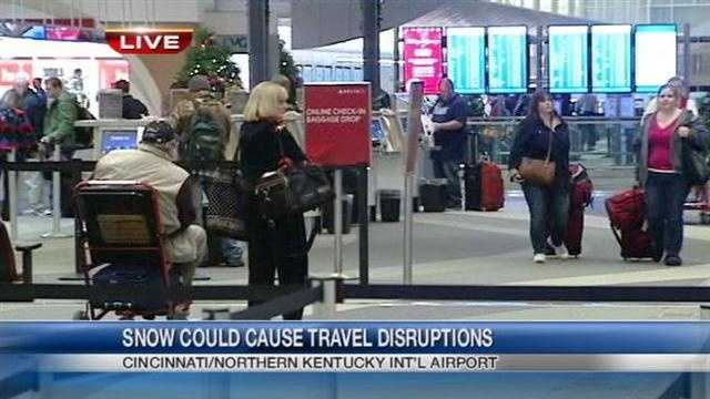 As the season's first widespread snowstorm moves on, holiday travelers hope that means they can, too. The Tri-State had few delays and cancellations. Only five flights were cancelled at CVG Friday morning.