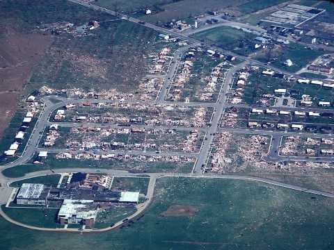 Images: Aerial view of 1974 Xenia tornado damage