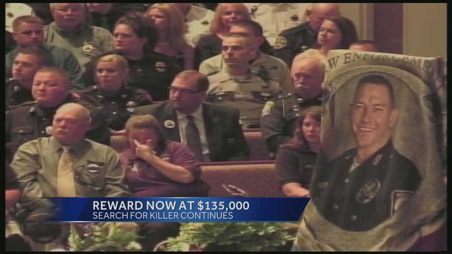 The reward being offered to find the the person responsible for killing Bardstown Police officer and Tri-State native Jason Ellis has risen to $135,000.