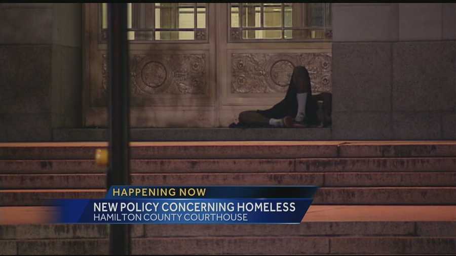 The Hamilton Co. Sheriff's Office is working with social service agencies to try to keep people from sleeping outside the courthouse
