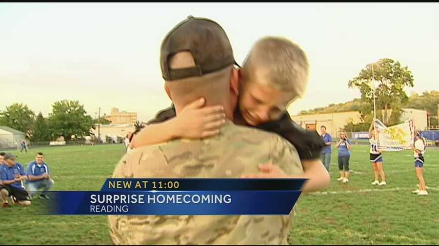 A soldier from Reading surprised his children after a year in Afghanistan.