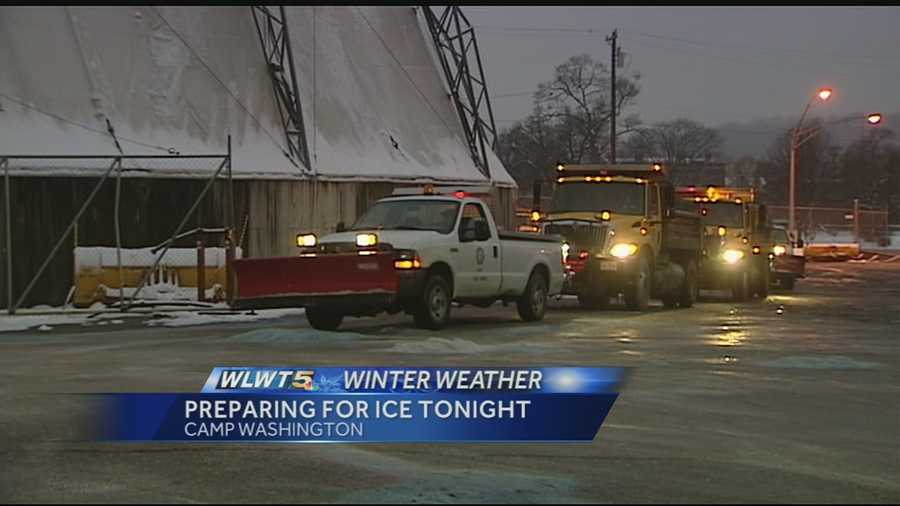Road crews in Cincinnati and around the Tri-State are preparing as more ice could fall Sunday night.