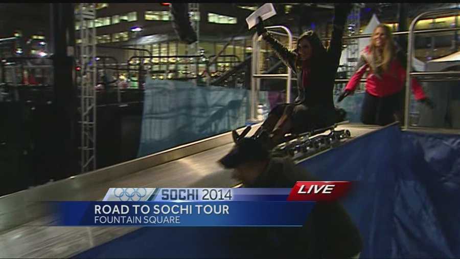 The Road to Sochi national tour stopped at Fountain Square Friday night.