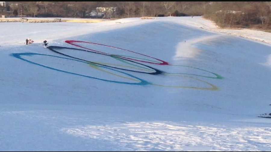 Supporters are painting giant Olympic rings and “Go Nick” on the erthen dam that rises 140 feet high. It’s called the Hidden Valley Lake dam but this week it could be called Proud dam or even the other way around.