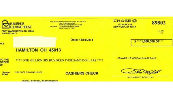 chase cashiers check
