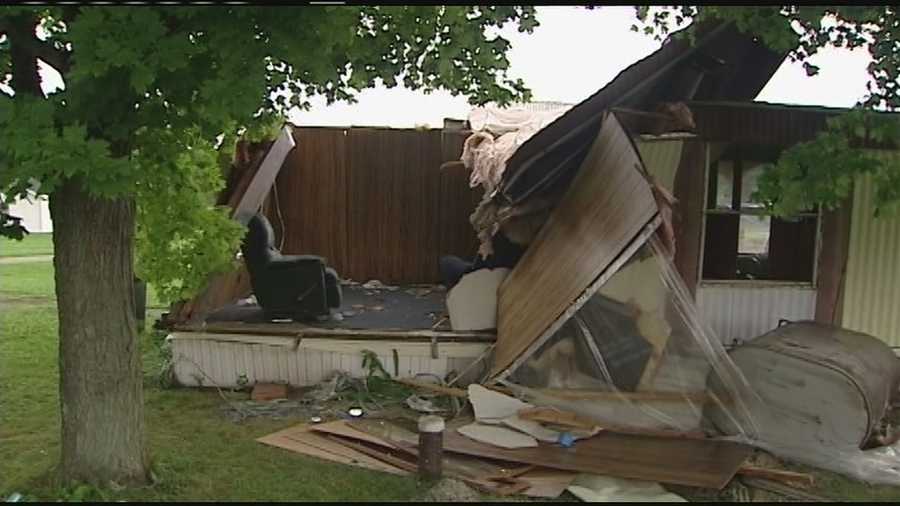 Several homes and buildings were damaged Sunday night as a weak tornado touched down in Highland County.